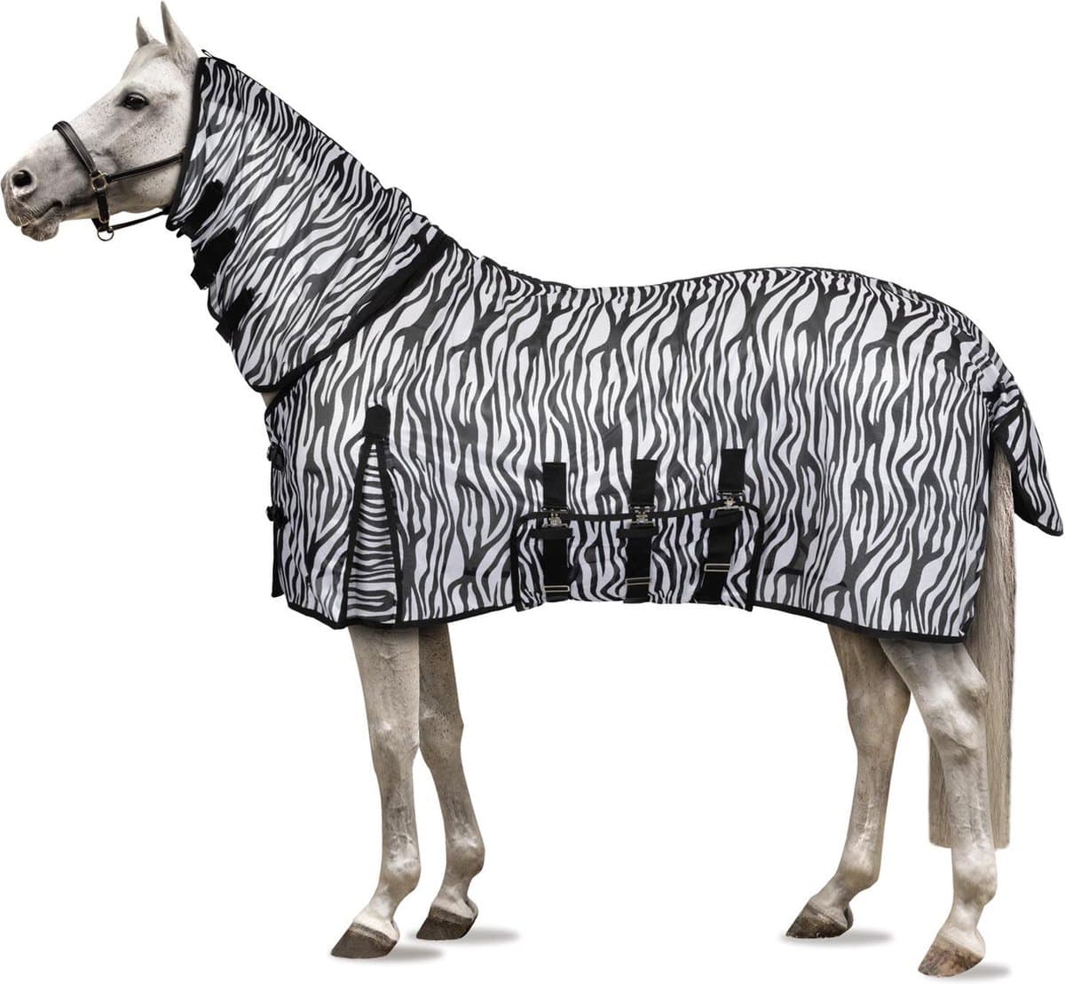 Horze Defender vliegendeken met buikflap, zebra,