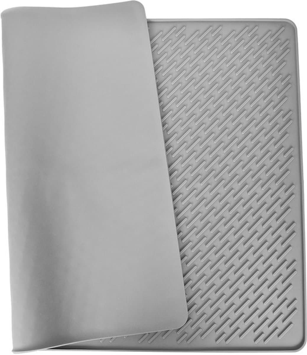 Kattenbakmat - Voorlegmat - Voor een nette kattenbak - Waterdicht siliconen - 70 x 50 cm - Grijs