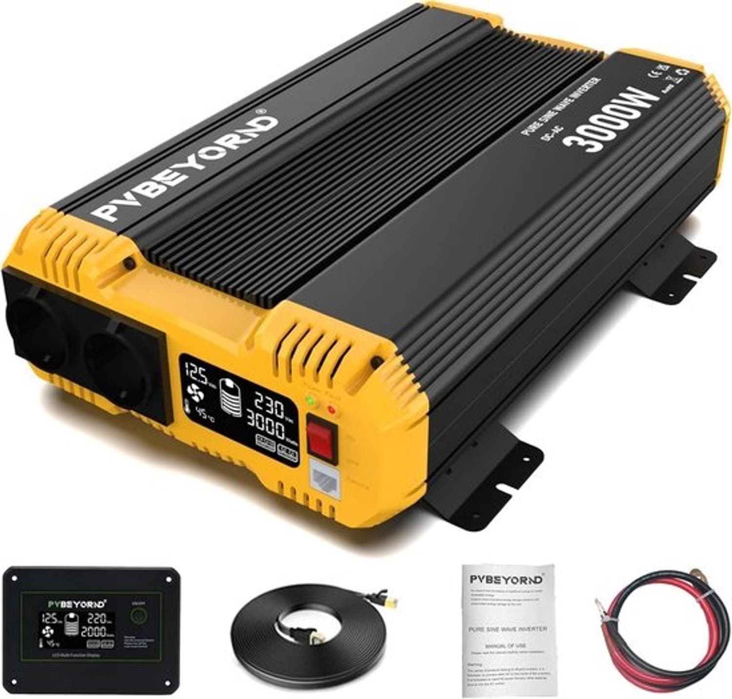 Zuivere sinusomvormer - 12 V naar 230 V - 3000 W/6000 W met LCD-controller voor camper en huisinstallatie