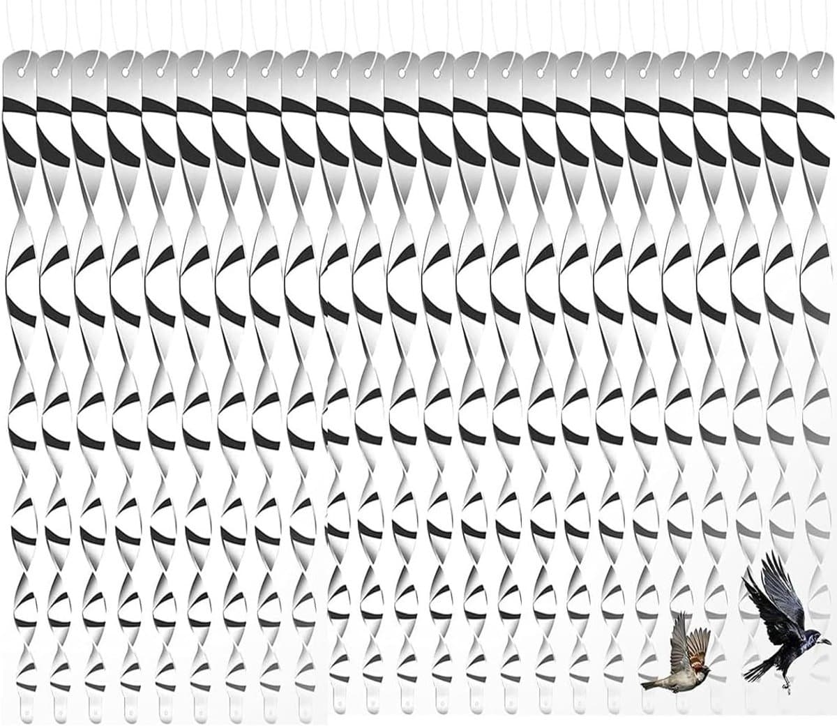 Set van 24 Reflecterende Vogelverschikkers, Afwering voor Vogels, Reflecterende Windspiralen voor Fruitbomen en Bloemen