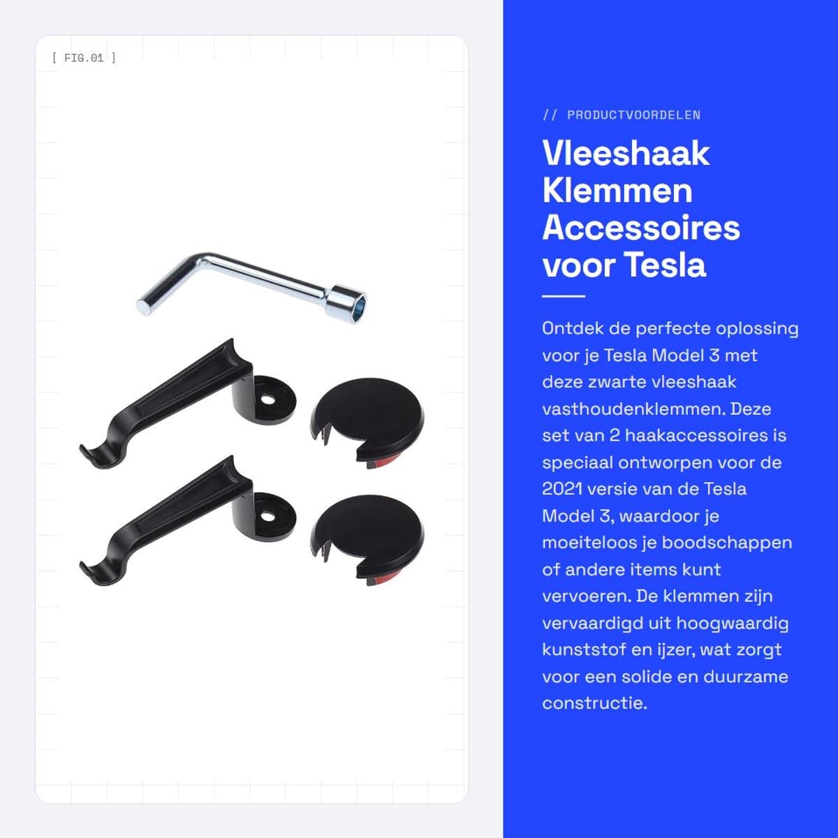 aladdien - Vleeshaak Klemmen - Accessoires voor Tesla Model 3 - Zwarte Kleur - Boodschappentas Haak - Duurzaam en Milieuvriendelijk - 2021