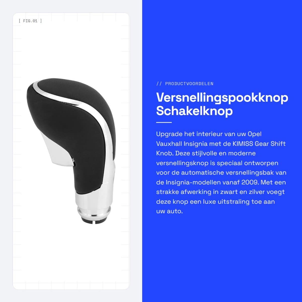 Dailygoods - Versnellingspookknop - Schakelknop - Ergonomisch ontwerp - Zwart en zilver - Autotoebehoren - Geschikt voor Opel Vauxhall Insignia - Mode...
