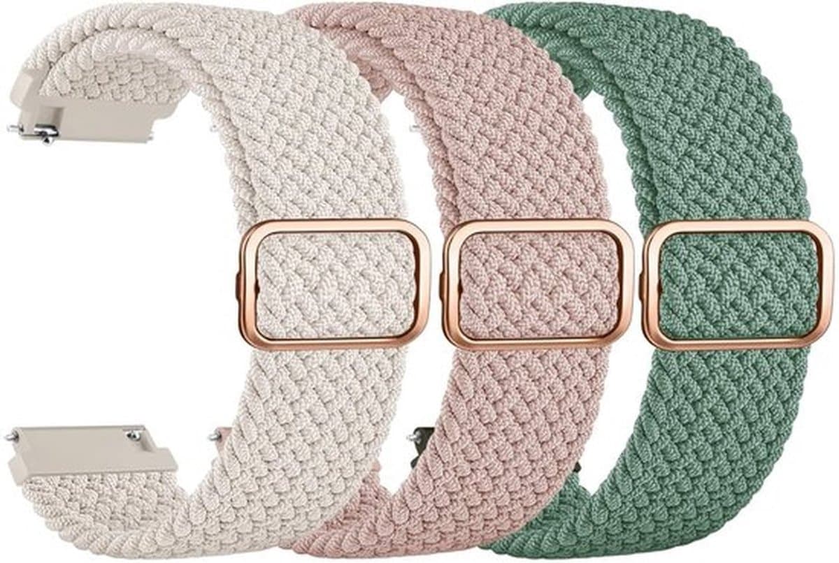 - Armband Samsung Galaxy Watch 4 - Verstelbaar - Nylon - Gevlochten - Reservearmbanden - Uniseks - 3 stuks
