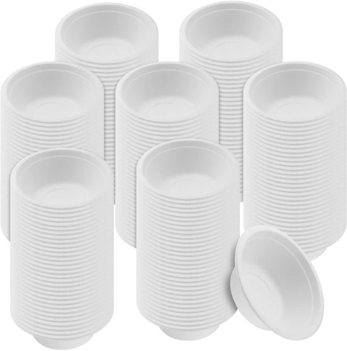 Papieren Schaaltjes 350 ml - Wegwerp Kommen - Ronde Schalen - 200 Stuks - Karton - Voor Feestjes/Picknicks - Wegwerpkommen