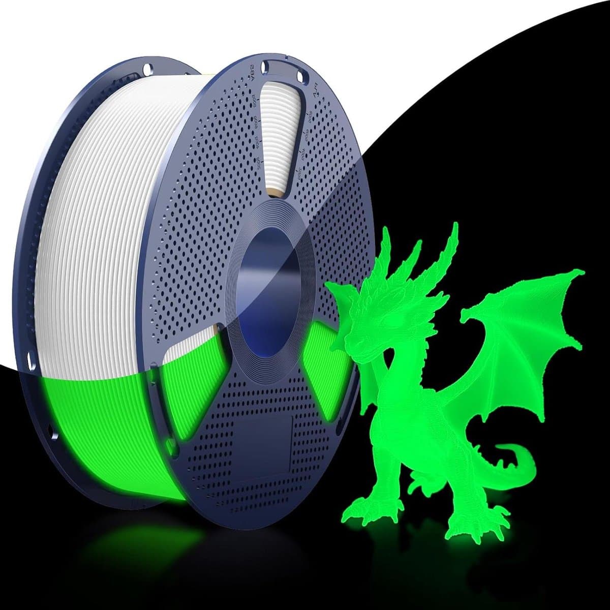 PETG Filament - 3D Print Materiaal - Decoraties Maken - Lichtgevend in Donker - 1KG - Wit Groen