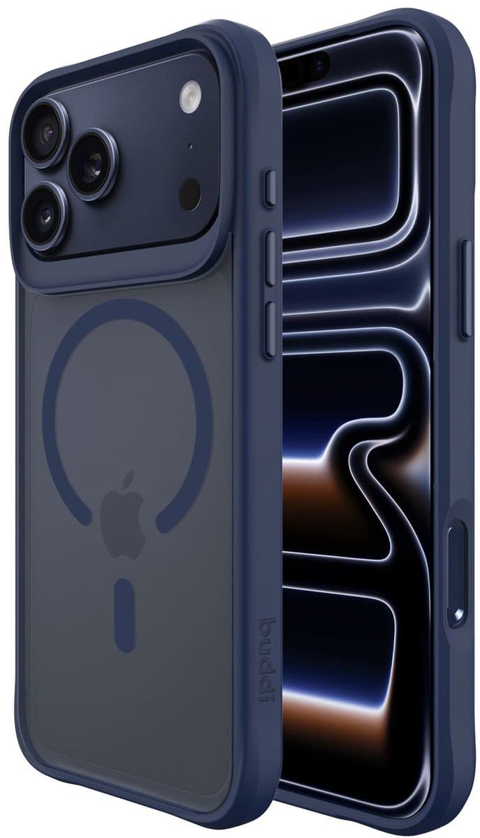 Buddi Hybrid - Hoesje Geschikt voor Apple iPhone 17 Pro Max - Compatibel met MagSafe - Back Cover met Magneet - Magnetische Beschermhoes - Matte Blauw