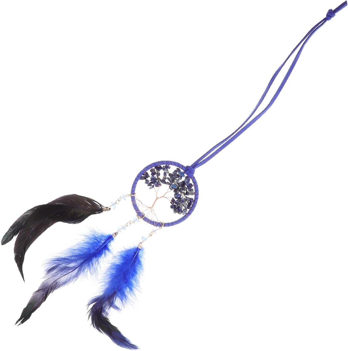 Dromenvanger Auto Hanger - Decoratie Ornament - Auto Interieur - Kristal Steen Boom - 48 cm - Blauw