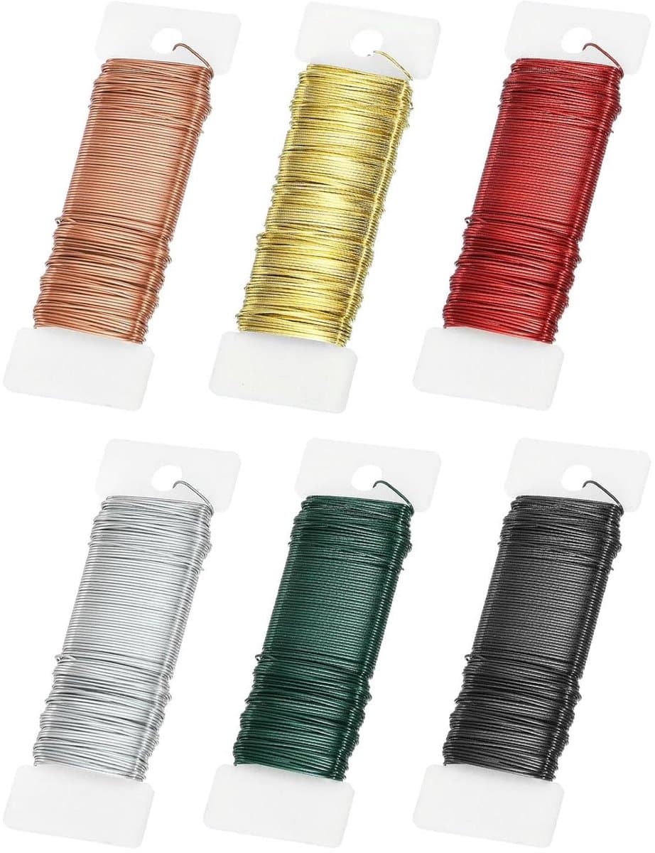 Bloemendraad Set - Knutseldraad Flexibel - Bloemstukken Maken - Duurzaam En Buigzaam - 6 Rollen 100m - Multicolor