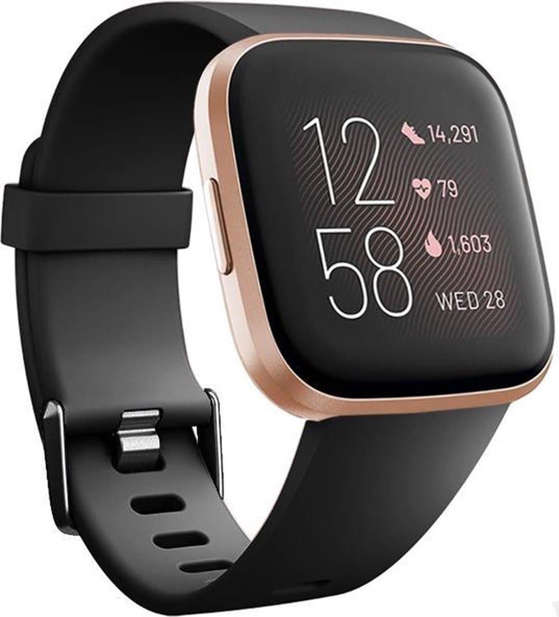 Fitbit Versa silicone band (zwart) - Afmetingen: Maat S