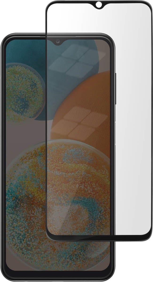 Geschikt voor Samsung Galaxy A23 5G/M23 5G Gehard Glas 9H Afgeschuinde Randen Akashi Outline Zwart