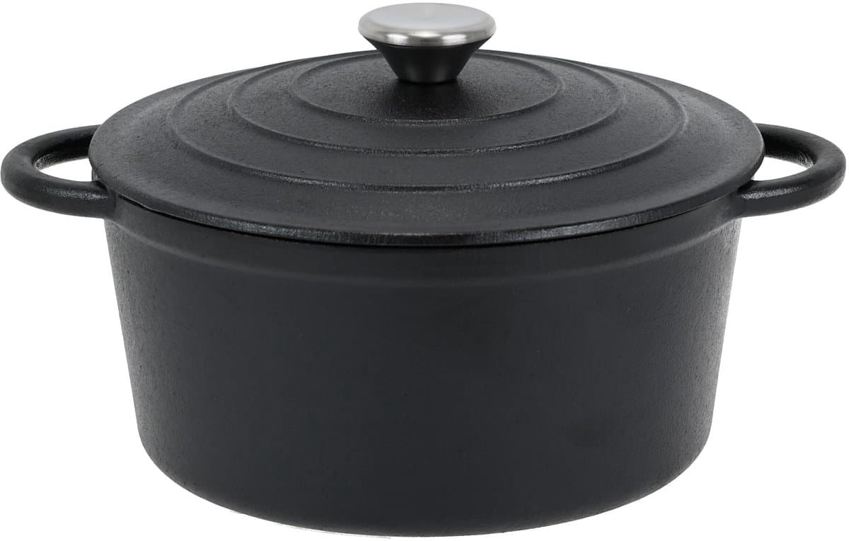 KRISBERG Gietijzeren Braadpan– 4,2L – Ø24cm - Pan met Deksel - Alle warmtebronnen
