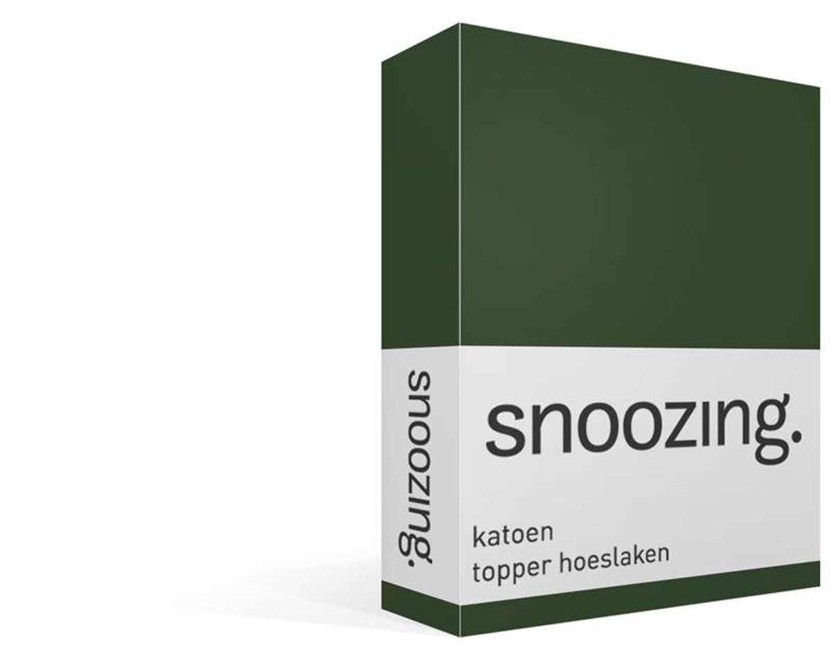 Snoozing katoen topper hoeslaken - 180x210 cm - Lits-jumeaux - Donker Groen