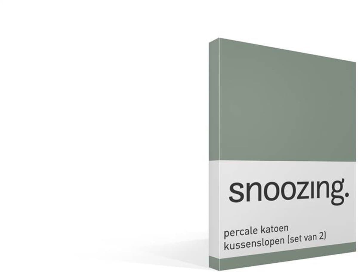 Snoozing percale katoen kussenslopen (set van 2) - Percale katoen - 50x70 cm - Groen