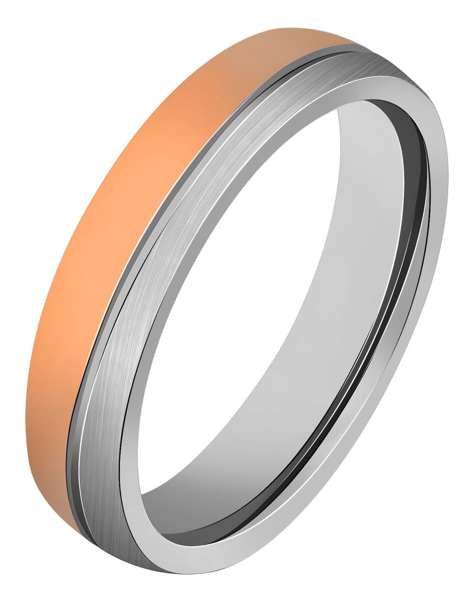 AKZENT Accent herenring Inox Duo roestvrij staal, bicolor, zilver/roségoud, maat 58