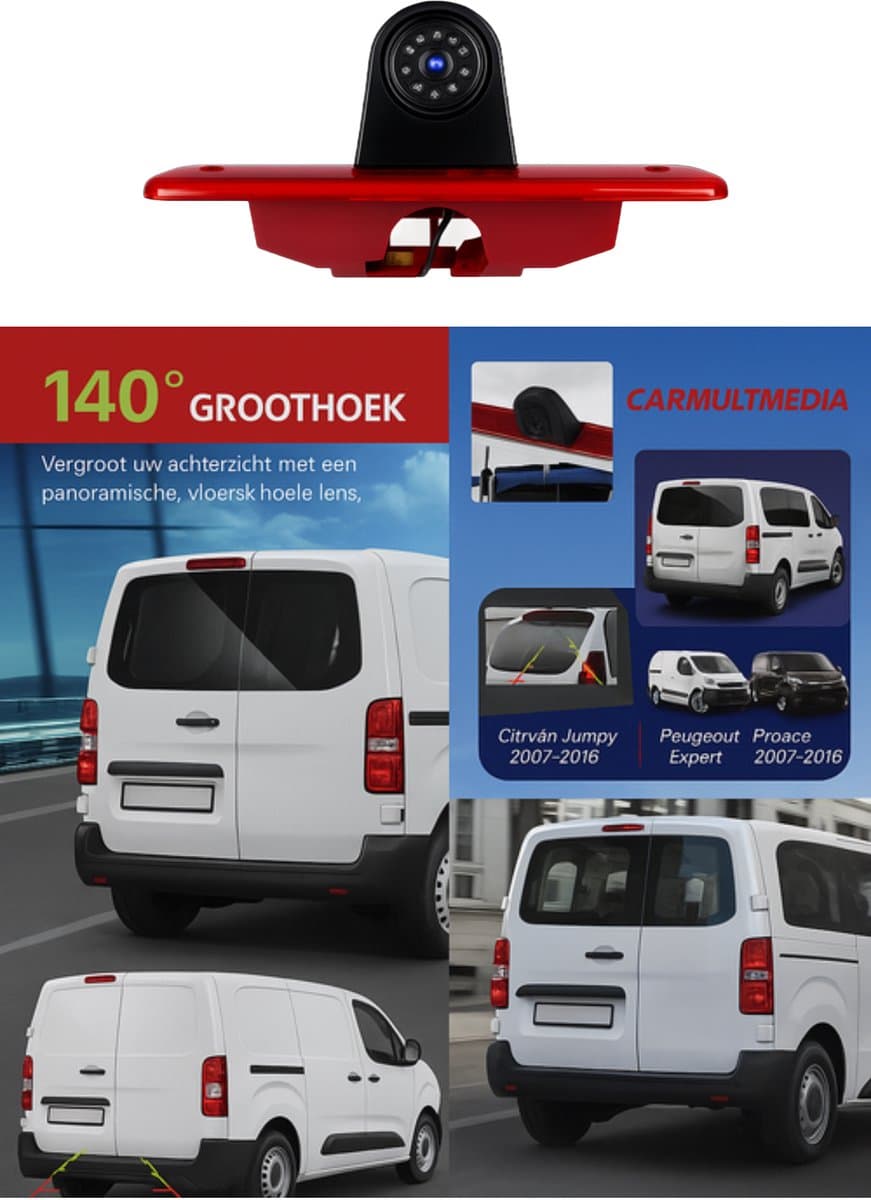 Remlicht achteruitrijcamera geschikt voor Peugeot Expert/Citroen Jumpy/Toyota ProAce Parkeer hulp