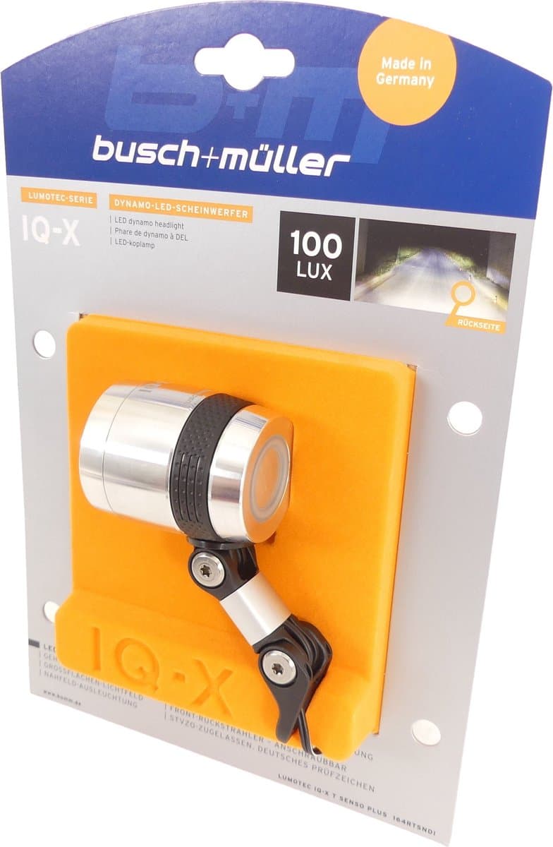 Busch + Müller Lumotec IQ-X Dynamo Koplamp LED, zilver