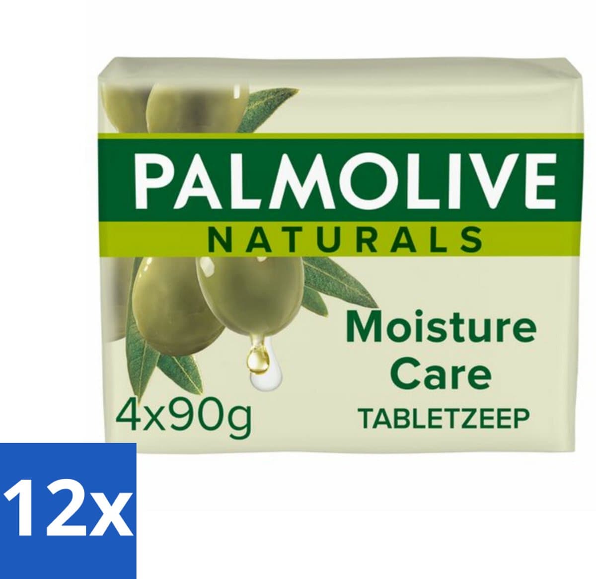 Palmolive - Naturals - Tabletzeep - Olijf & Melk - Natuurlijke ingrediënten - 4x90 g - Voordeelverpakking - 12 stuks