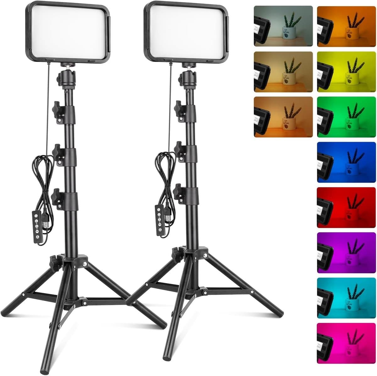 RGB Videolamp met Statief - 16 Kleuren Verlichting voor Fotografie, YouTube, TikTok en Streaming