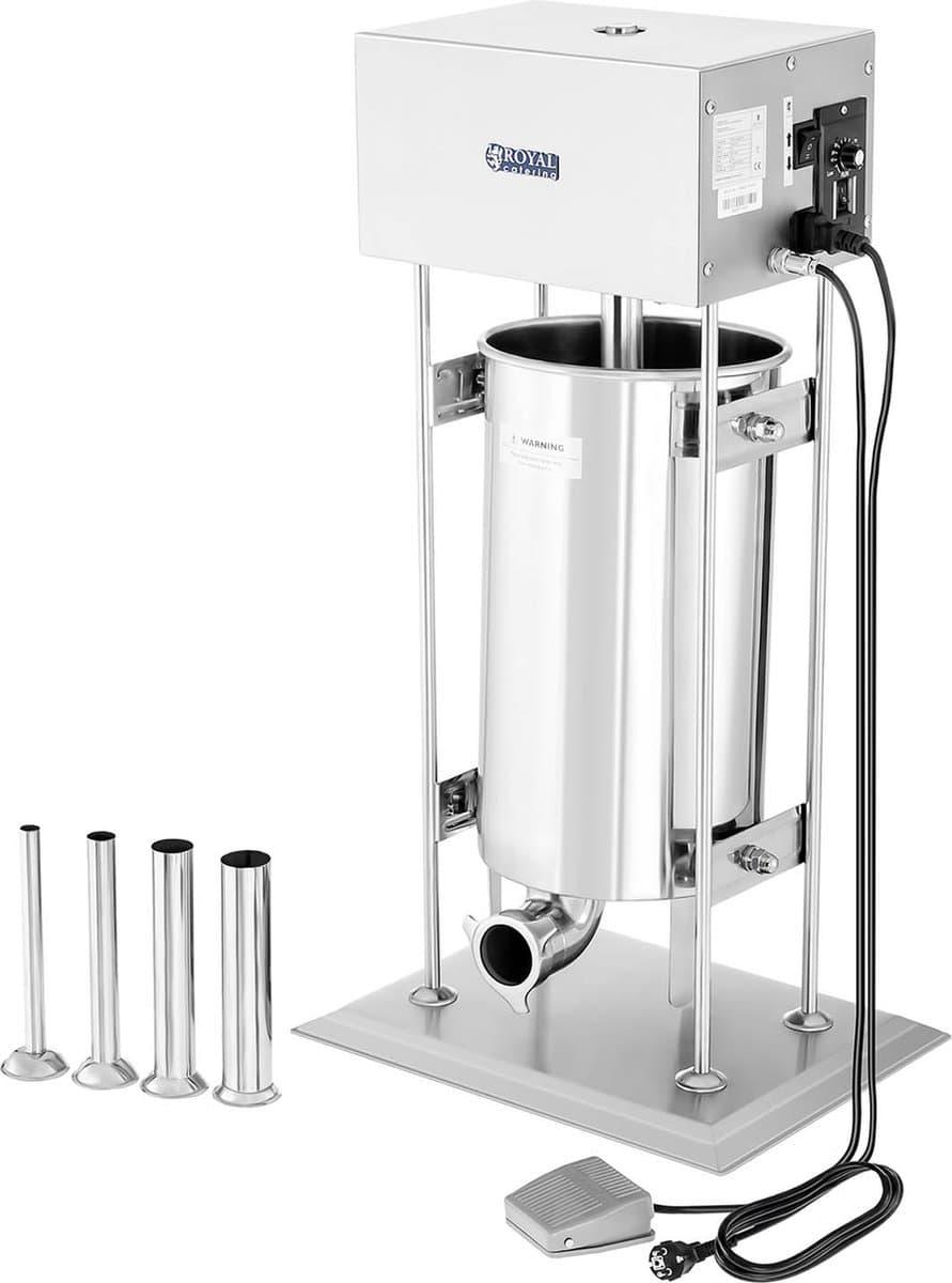 Worstenvuller - 15 Liter - elektrisch - incl. 4 vulbuizen - Royal Catering