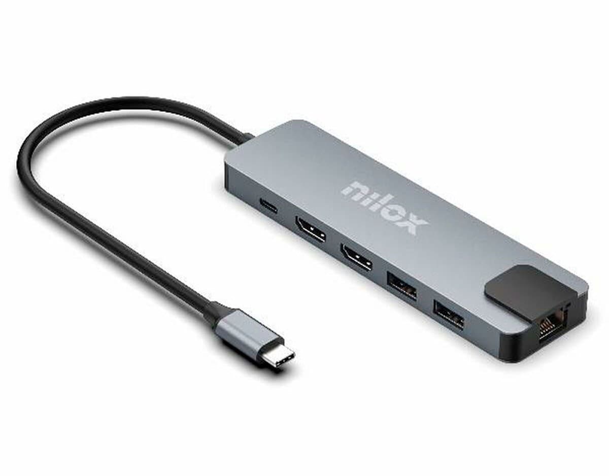 Hub USB Nilox NXDSUSBC08 Grijs