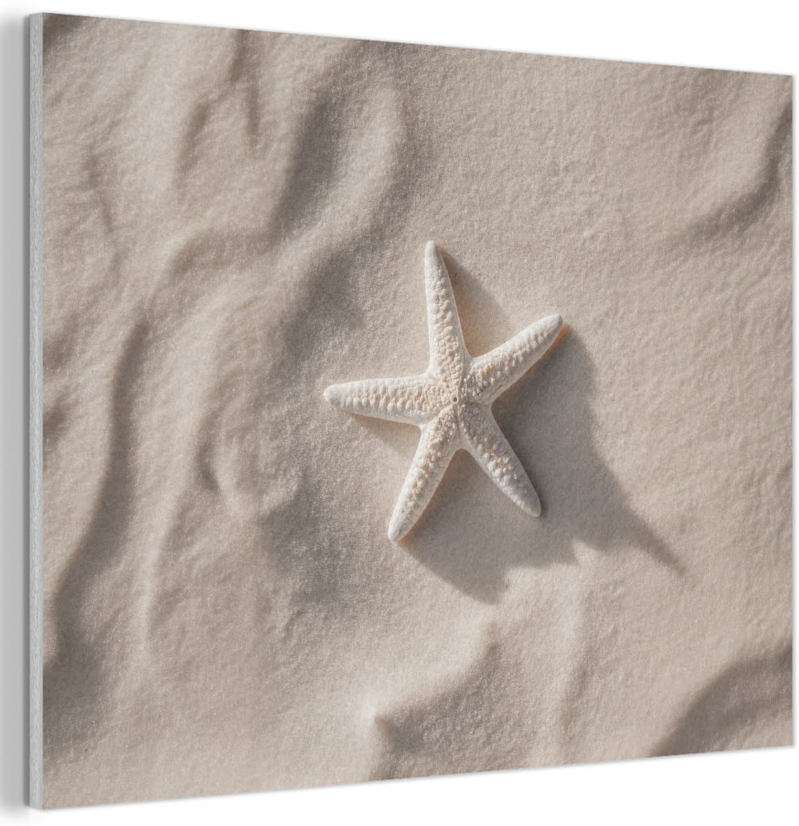 Akoestisch wandpaneel 70x50 cm - Vilt schilderij Strand - Zeester - Zand - Beige - Akoestische panelen - Geluidsdempende wanddecoratie - Geluidsisolatie woonkamer - Muurdecoratie geluidspanelen