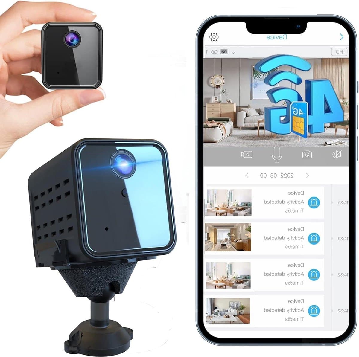 Mini-camera camerabewaking buiten 4G bewakingscamera 2K batterijbewaking binnen live overdracht simkaart radar bewegingsmelder nachtzicht - beste kwaliteit