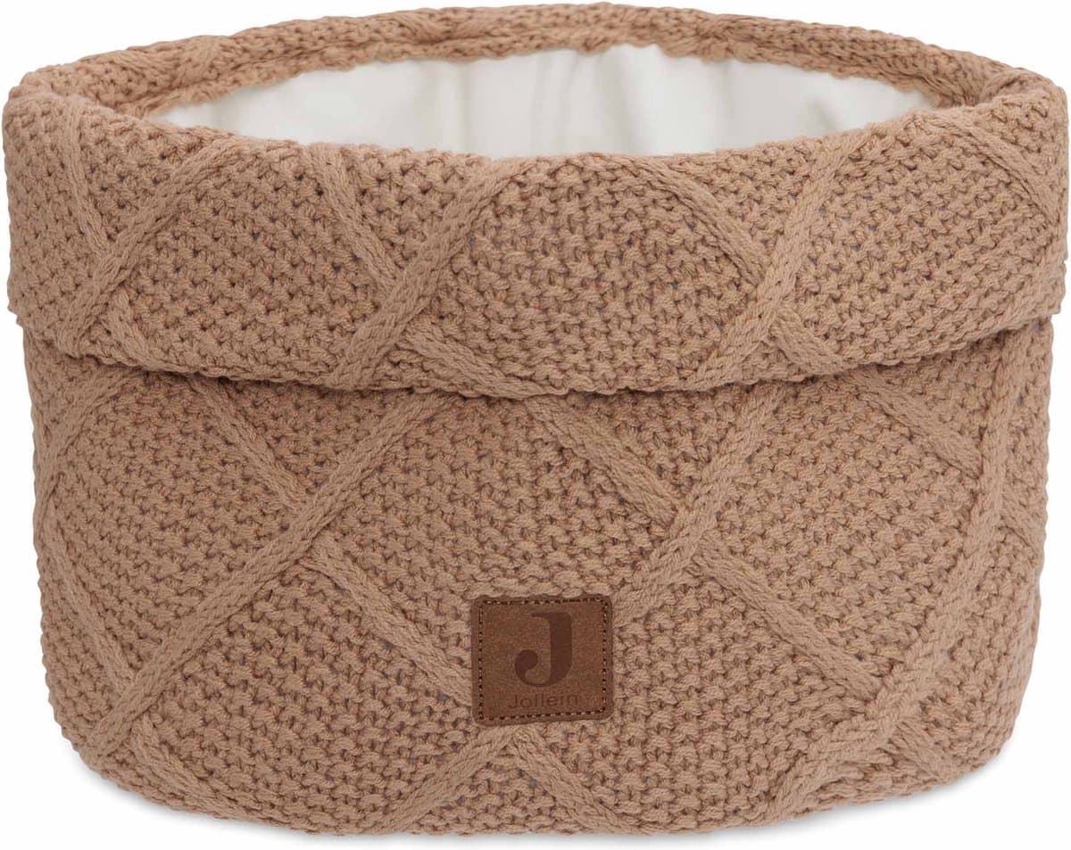Jollein - Commodemandje - Commode Mandje voor Babykamer- 14x18cm - Opbermand - Check Knit Biscuit