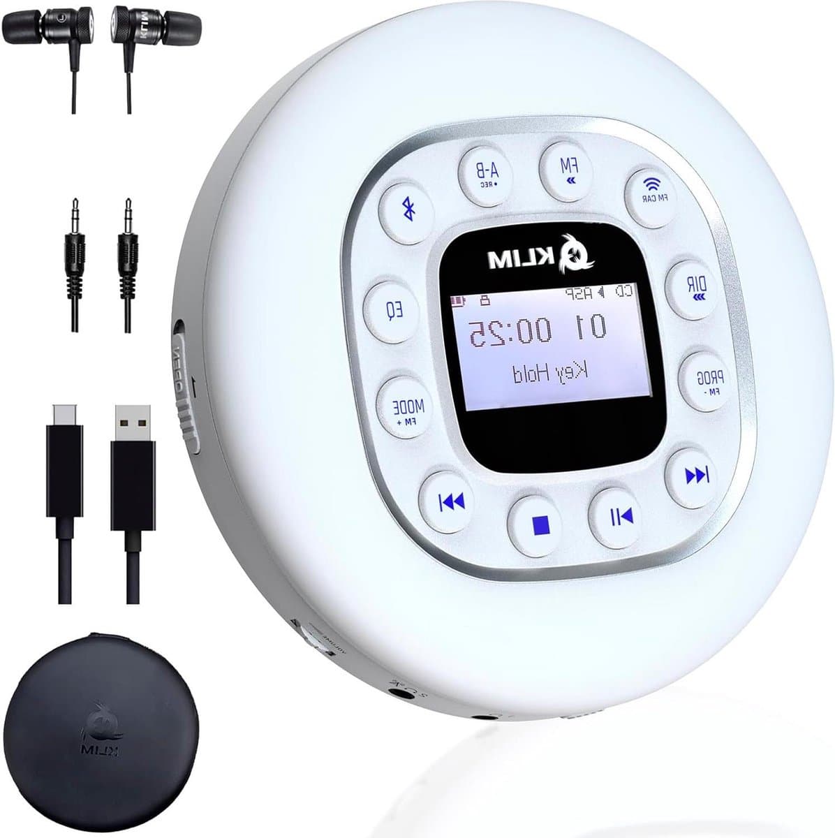 Draagbare cd-speler met lange batterijduur - FM-radio - MP3 - SD-kaart - Bluetooth - wit