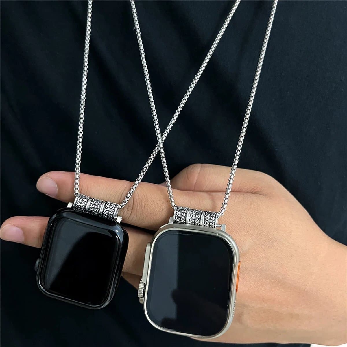 Luxe RVS Armband geschikt voor Apple Watch – Elegante Pendant Armband voor Apple Watch Ultra en iWatch Series 4 t/m 9, Verstelbaar, Geschikt voor 40mm-45mm