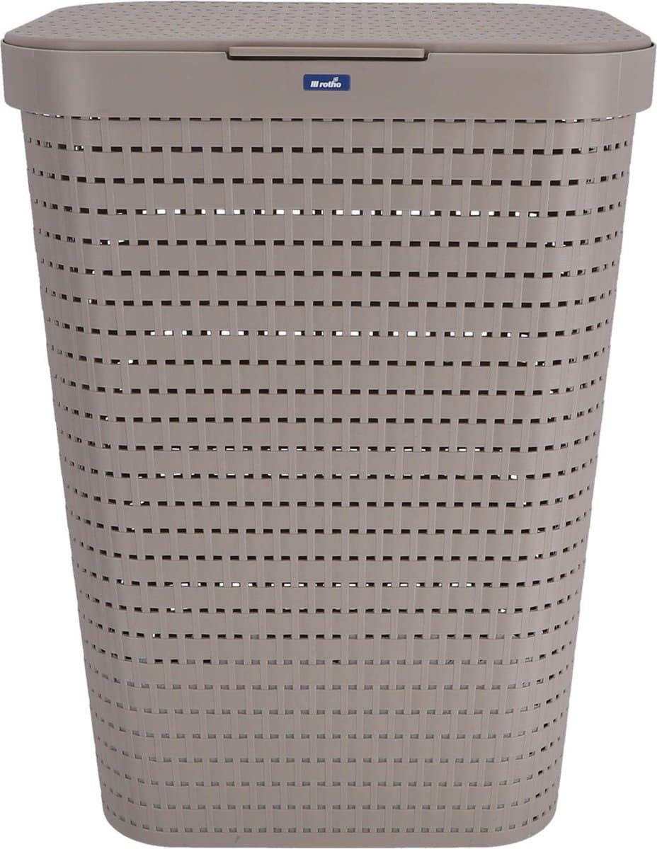 Rotho Country - Wasmand met deksel - 55 l Kunststof - Cappuccino