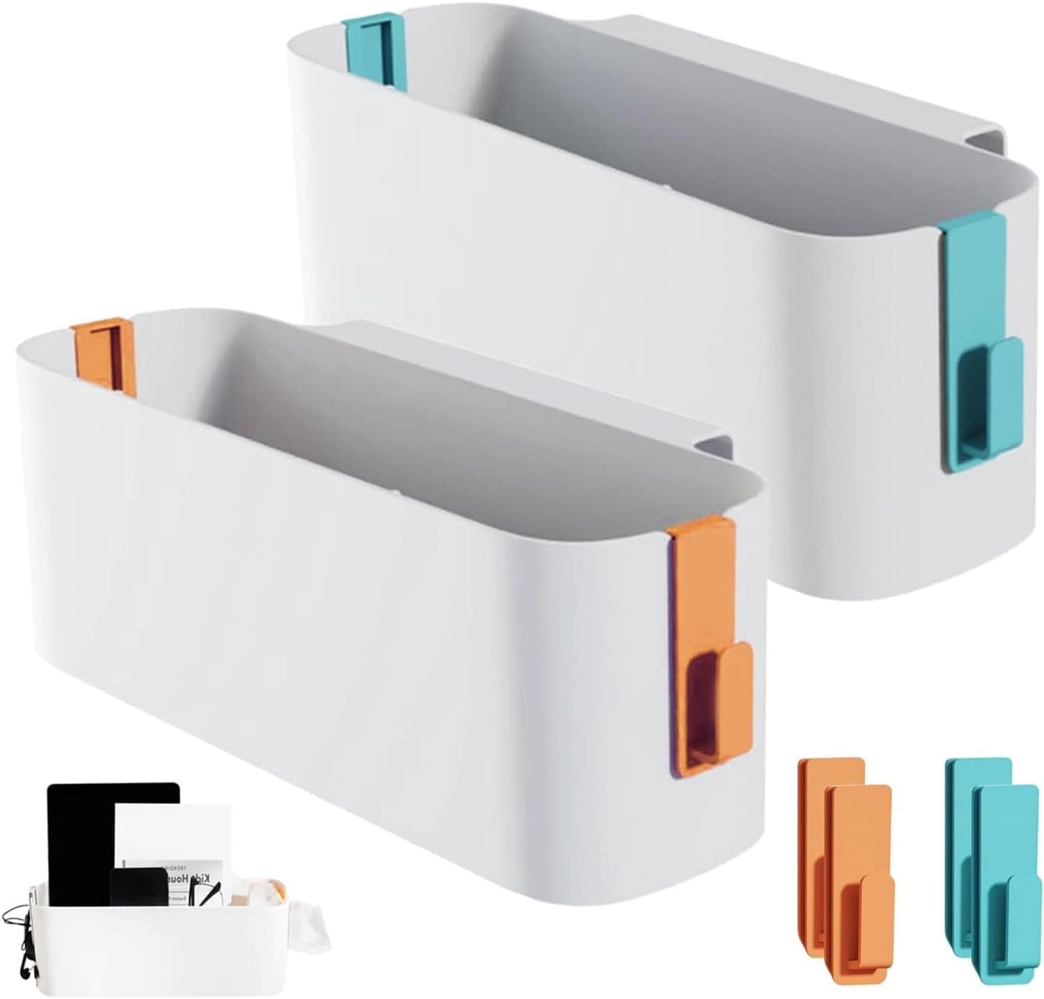 Bed Organizer - Nachtkastje Opberger - Bedrand Tafel - Zijdelingse Laadopeningen - Afneembare Haken - PP-Plastic - Ruimtebesparend Design - Ideaal Voor Stapelbedden - 2 Stuks