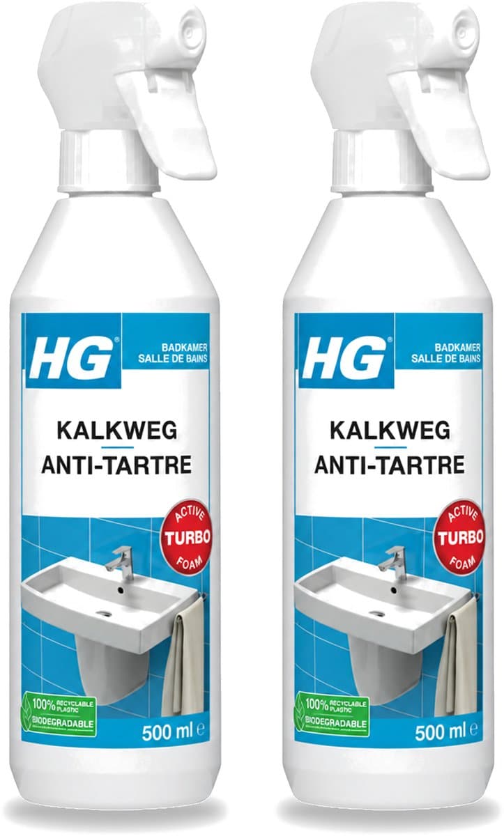 2 x HG - Badkamer - Kalkweg Schuimspray - Verwijdert Kalk Snel - 500 ml - Voordeelverpakking - 2 stuks