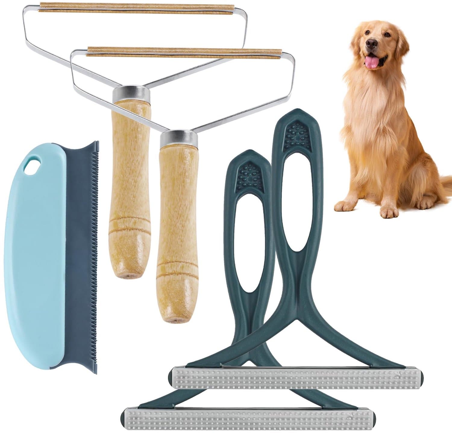 Pluizenverwijderaar - Pluizenroller en Kledingborstel - Verwijdert Honden- en Kattenharen - Voor Kleding, Bank en Tapijt - Set van 5