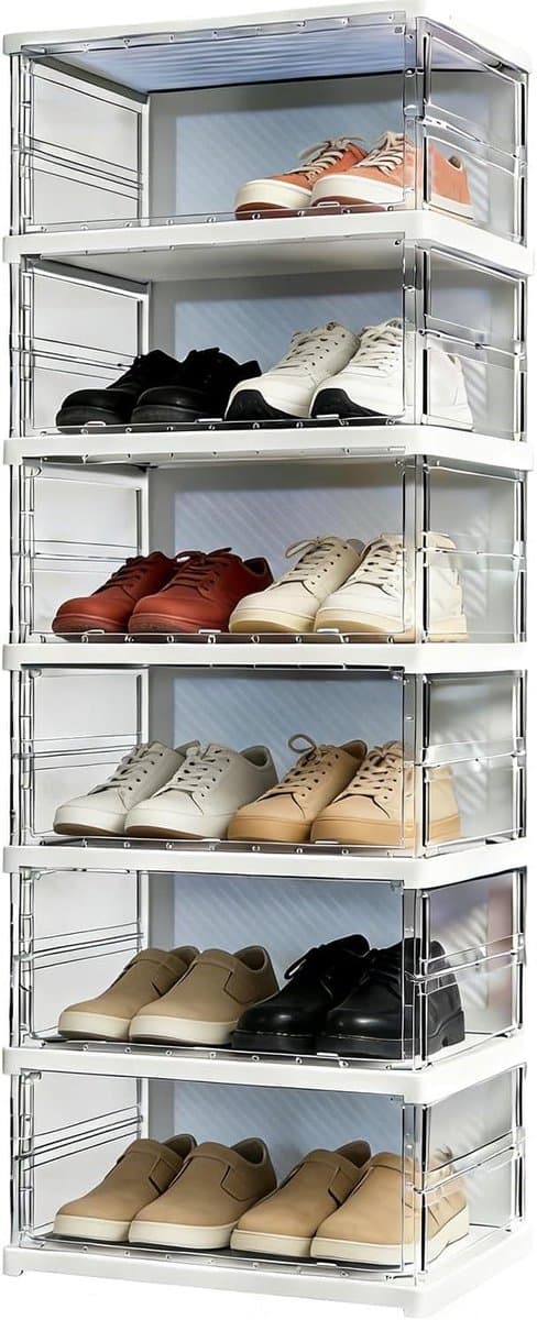 Schoen-organizer dozen - Sneaker tentoonstelling - Ruimtebesparend opbergen - Magnetische deur - 44 x 15 x 35.5 cm - Transparant