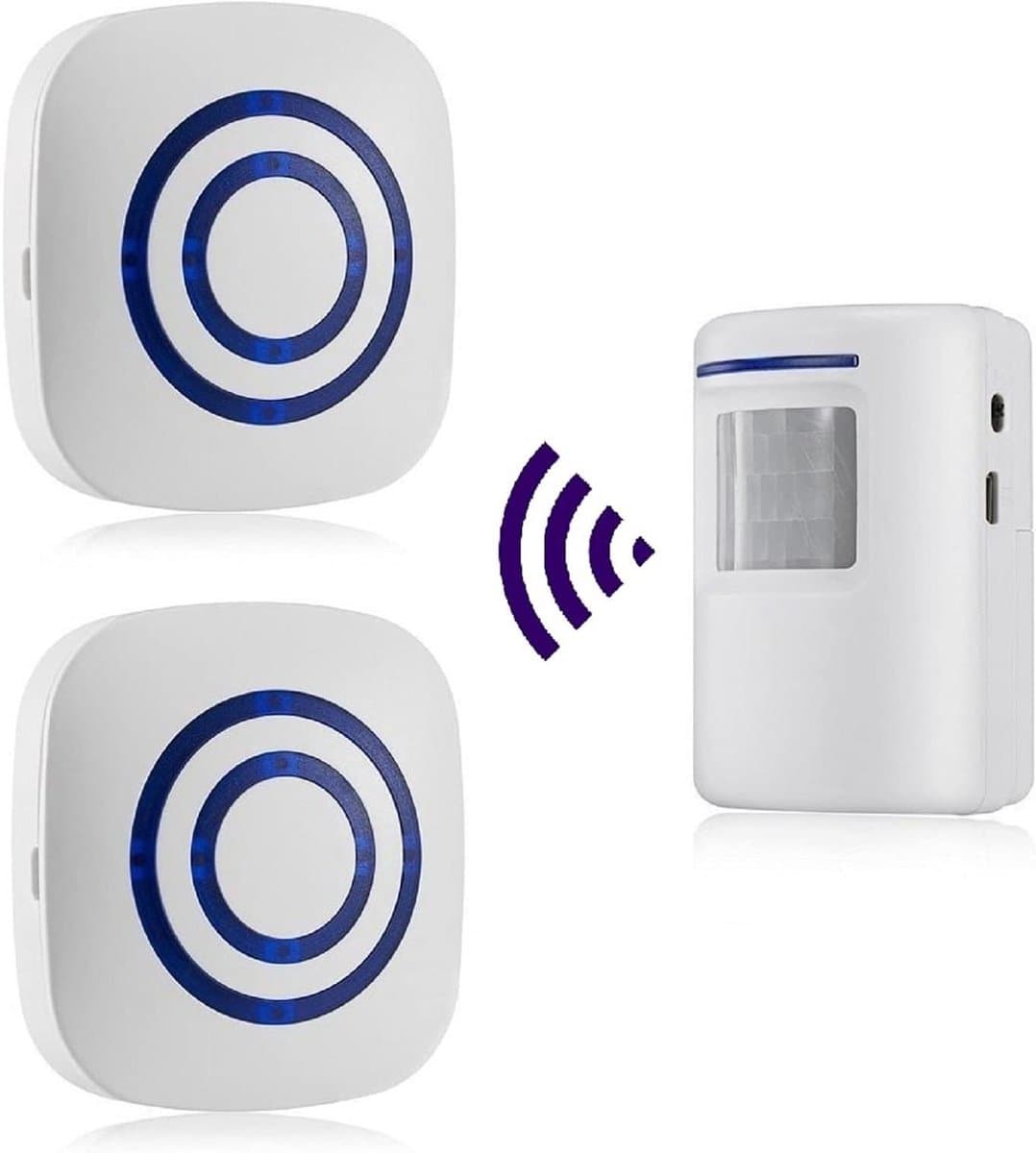 Bewegingsmelder Alarm - Draadloze Deur Sensor - Bezoekers Melder - 100 Meter Bereik - 38 Melodieën - Wit