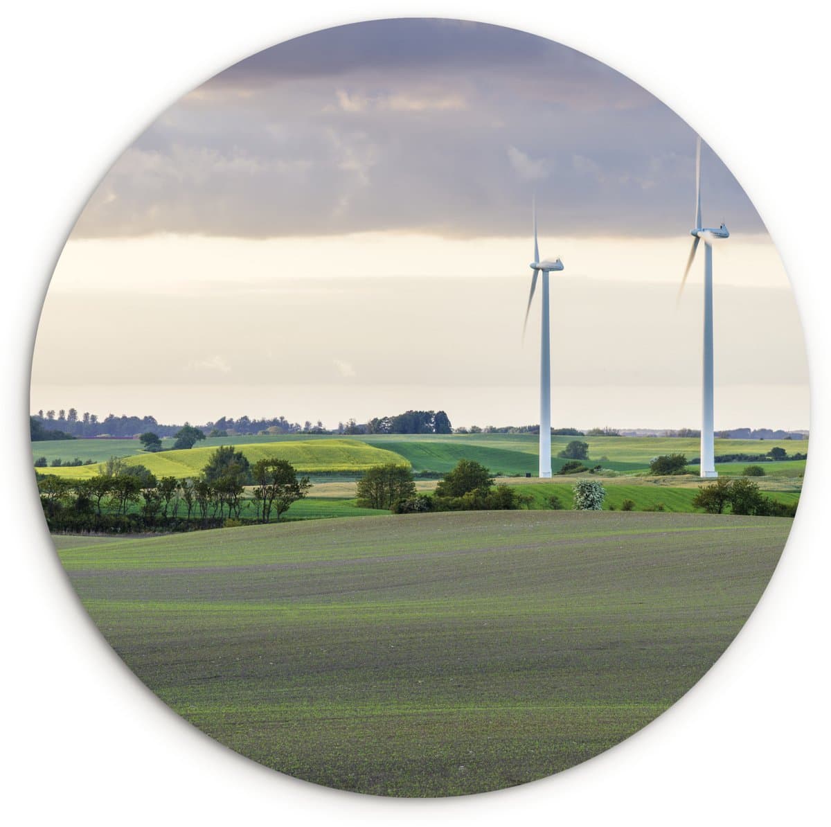 WallCircle® Wandcirkel 150x150 cm - Muurcirkel Windturbines - Muurdecoratie woonkamer - Wanddecoratie slaapkamer - Kamer decoratie accessoires - Ronde schilderijen