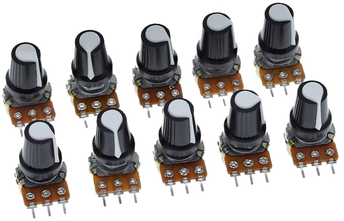 Roterende Potentiometer - Variabele Weerstand - Elektronische Projecten - Veelzijdig Weerstandsbereik - 15mm As - Metaal