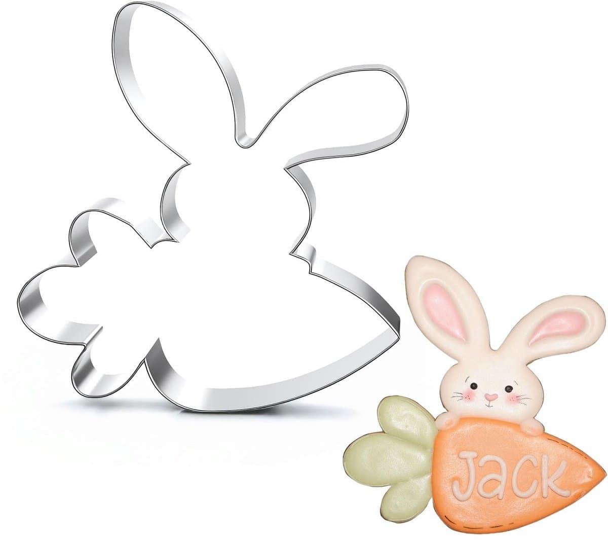 Solidchoice- Koekjessnijder konijntje 7,5 cm - Roestvrij staal - Paashaas - Koekjes snijden - Voedselveilig - Opbergdoos - Koekjesvormpje