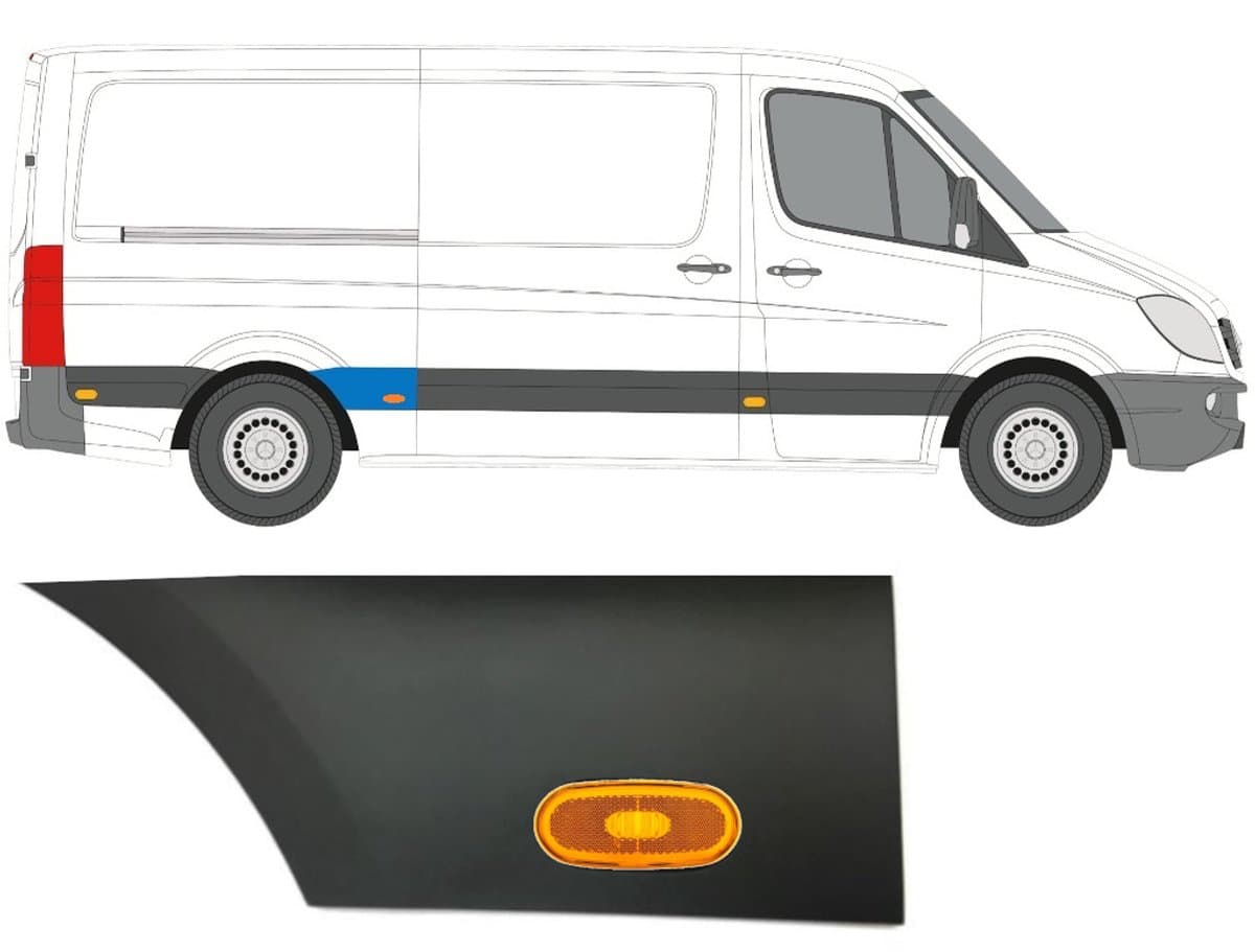 Sierlijst zijlijst achter spatbord met lamp voor Mercedes Sprinter 2006-2018