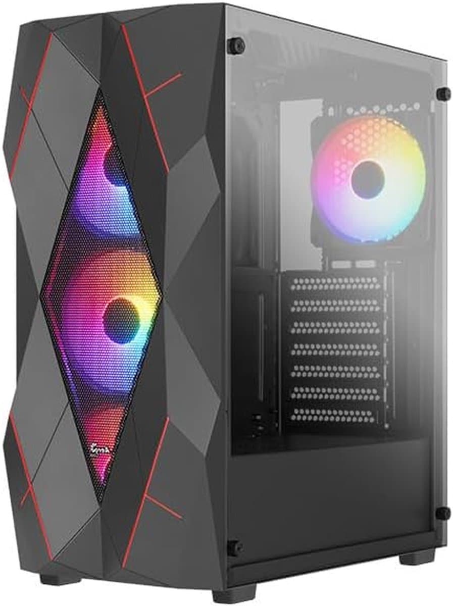 Computer Behuizing - Mid-Tower Kast - Gaming PC Bouwen - Vier FRGB Ventilatoren - 34.5 cm GPU - Zwart