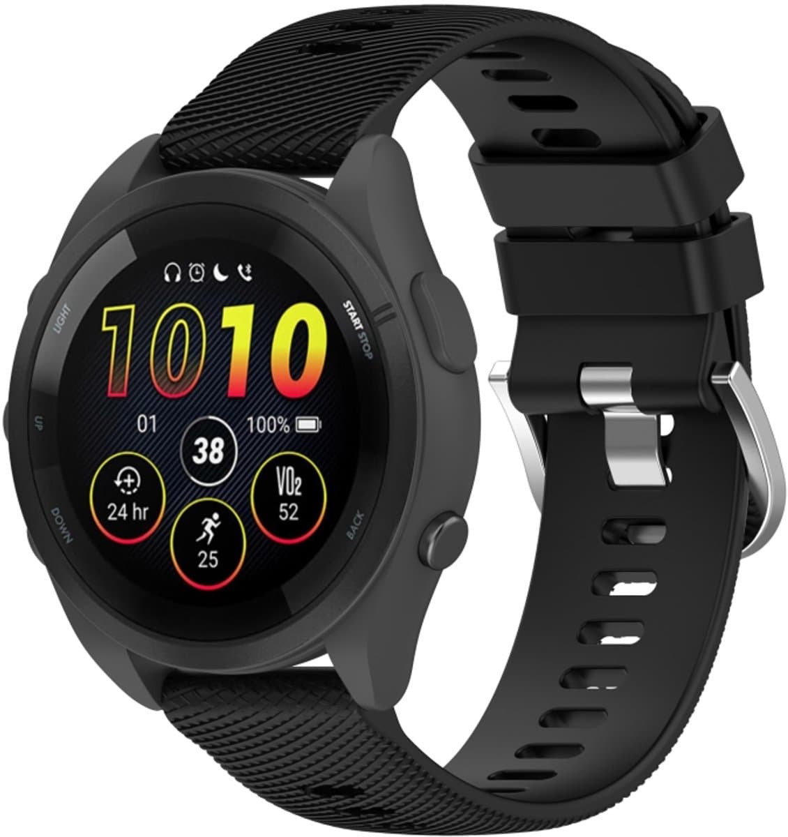 Voor Garmin Forerunner 265S 18 mm siliconen horlogeband in effen kleur (zwart)