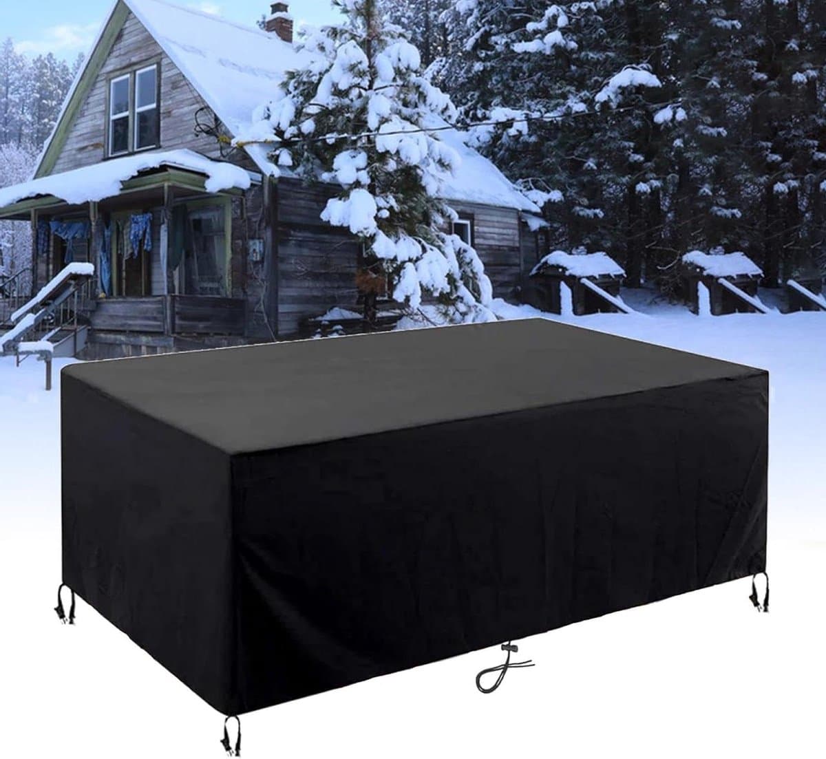 Tuinmeubelhoes - Terrasmeubelhoes Hoekbank - Meubels Beschermen - Waterdicht Winddicht - 270 x 220 x 80 cm - Zwart