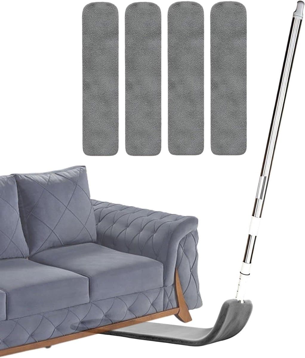 Stofdoek Lange Steel - Microvezel Duster - Huishoudelijke Schoonmaak - Uitschuifbaar en Buigbaar - 65 cm - Grijs