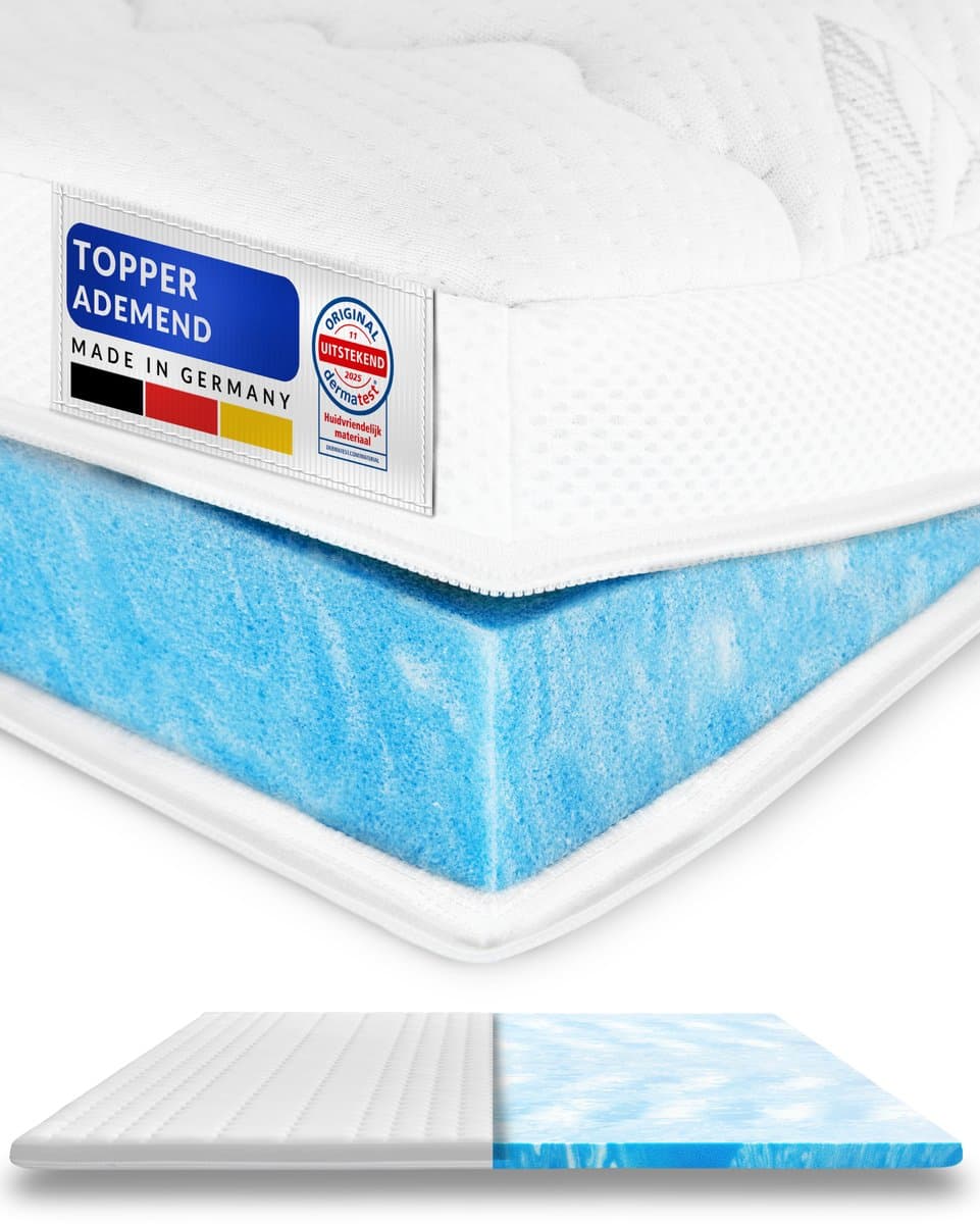 AM Qualitätsmatratzen Verkoelende matras topper 140 x 200 cm tegen zweten - Made in Germany - Verkoelende matrasbeschermer met Lyocell hoes & antislip functie - topper ademend