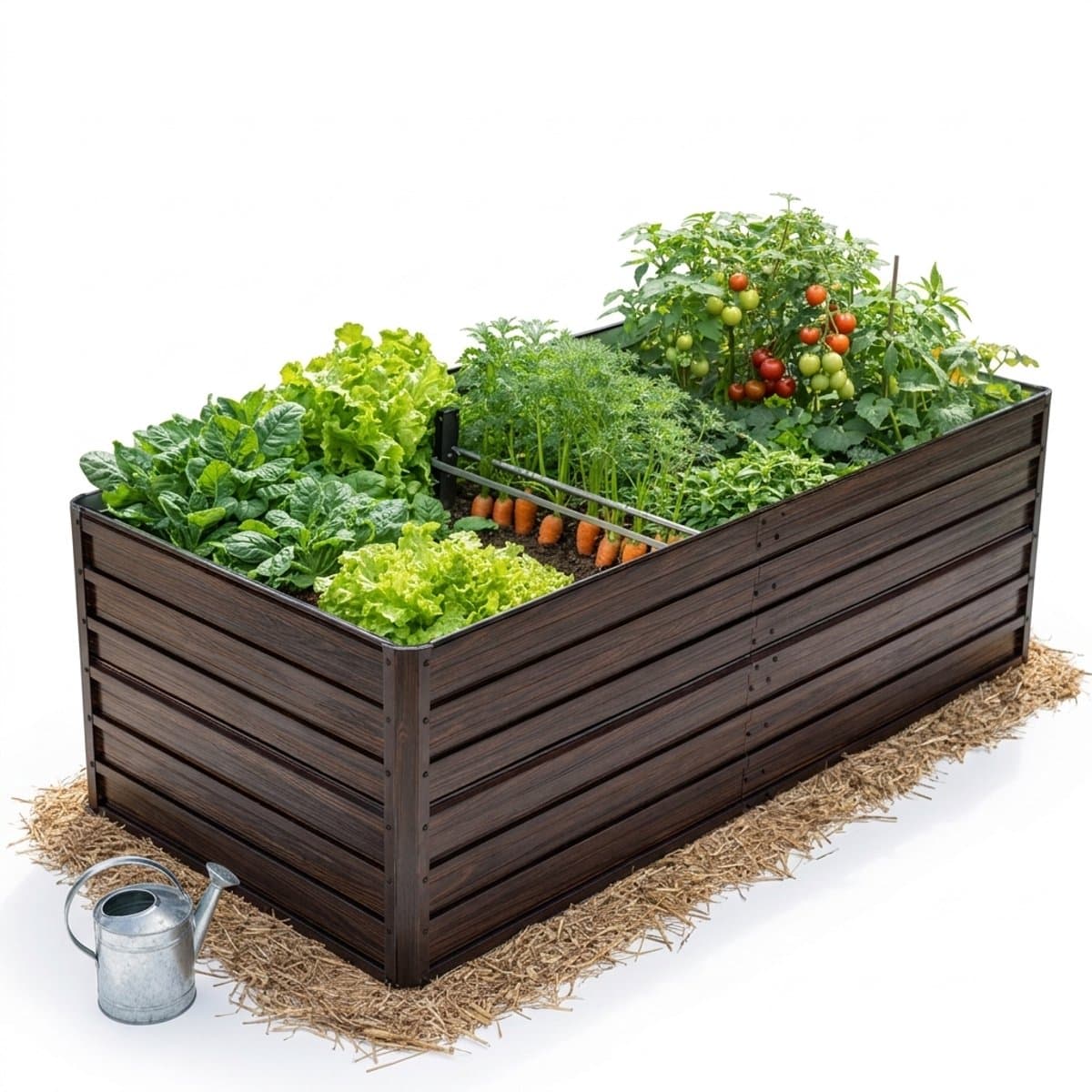 Archi Grote Verhoogde Plantenbak Metaal – Bloempot -190x90x64 cm - Open Bodem voor Groenten, Kruiden, Bloemen en Moestuin - Grijs
