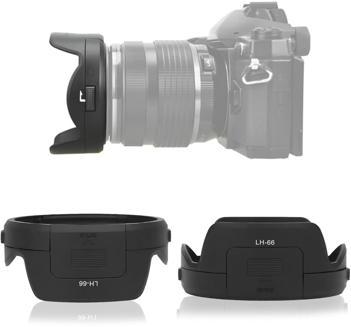 Store_8 - Camera Lens Hood - Lens Bescherming - Zwart - Anti-Glare - Geschikt voor Micro Four Thirds - 62mm