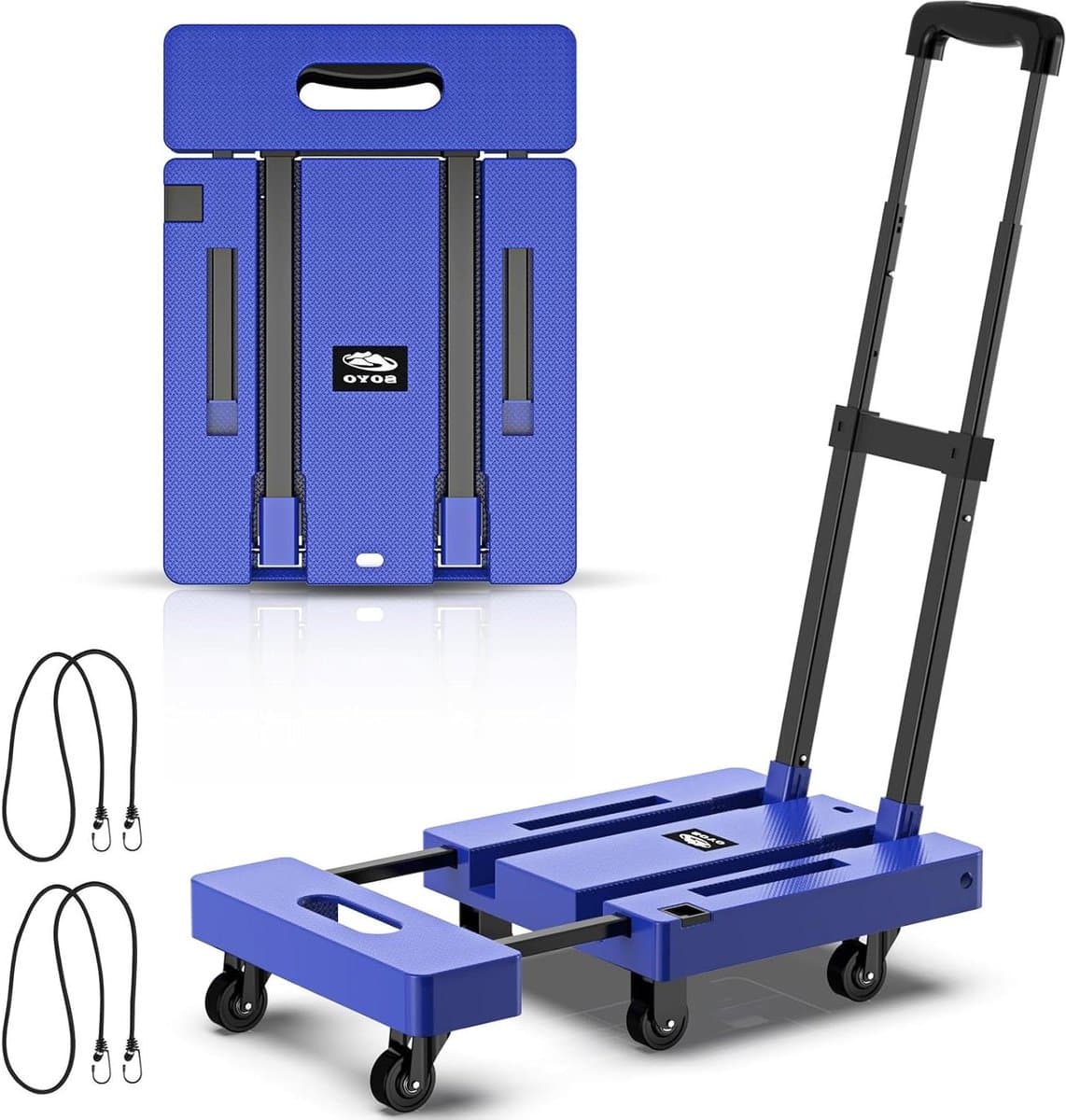 Opvouwbare handvrachtwagen - Zware dolly - Verhuizen en reizen - 6 wielen - 500 lbs capaciteit - Blauw