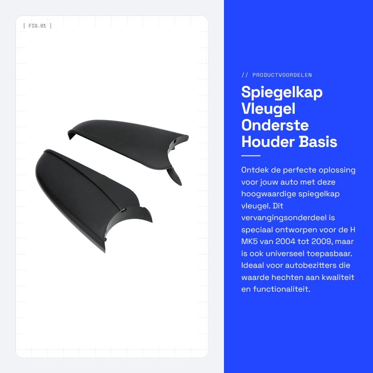 Dailygoods- Achteruitkijkspiegel Zwart - Buitenspiegel Behuizing