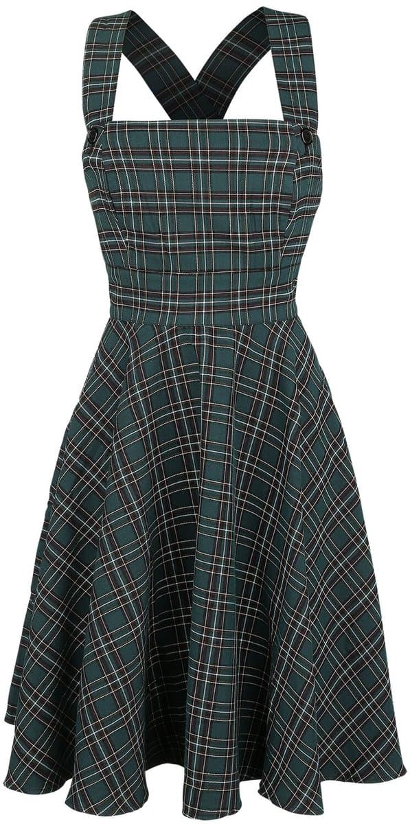Hell Bunny Peebles Pinafore Dames Midi-jurk - groen - XS
