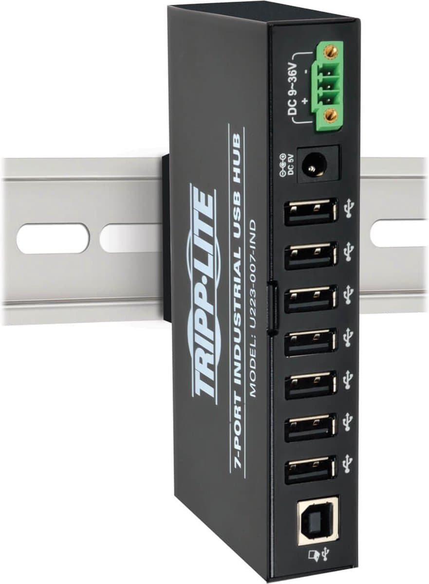 Tripp-Lite U223-007-IND 7-Port Industrial-Grade USB 2.0 Hub - 15kV ESD Immunity, Metal Case, Mountable TrippLite